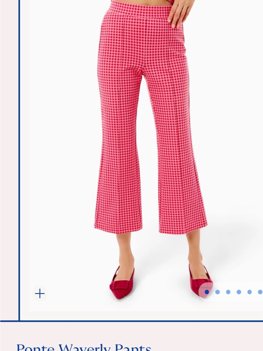 Addison Bay Pink & Red Gingham Cropped Pants - Picture 2 of 4